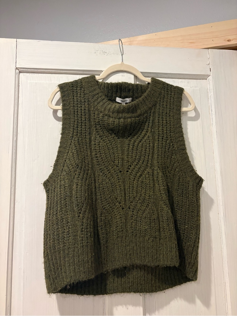 Madewell Olive Cable Knit Sweater Vest